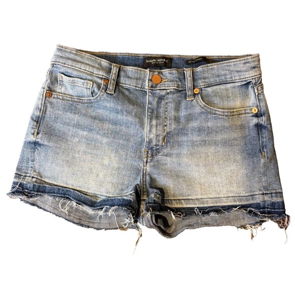 Banana Republic Women's Jean Shorts Mid-Rise 3" Size 27/4 Standard Distressed - Picture 1 of 6